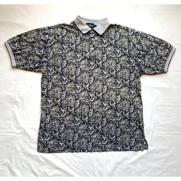 Vintage Jack Nicklaus Polo Shirt Mens L All Over Print Paisley Golf Short Sleeve - Picture 1 of 12